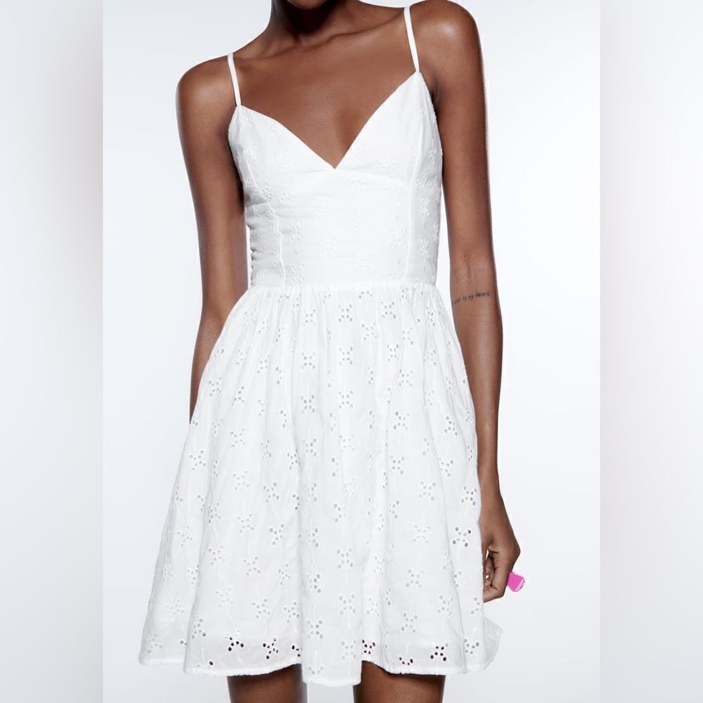 Zara White Openwork Dress New - Picture 11 of 11